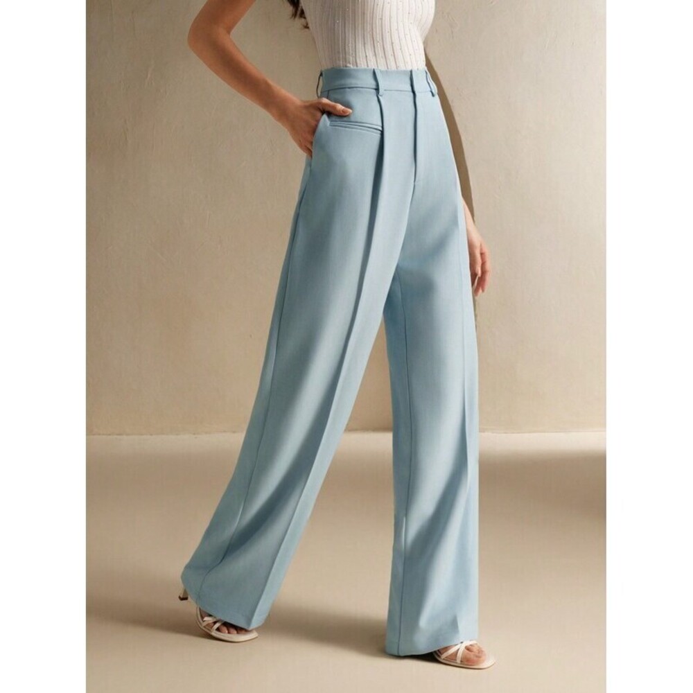 Anewsta Black Urban Chic Casual Loose Straight-Leg Belt Suit Pants - Picture 6 of 6